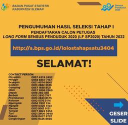 Pengumuman Seleksi Tahap I Pendaftaran Calon Petugas LF SP2020 Tahun 2022