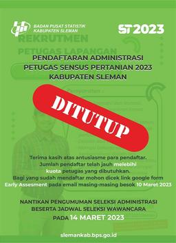 REKRUTMEN PETUGAS LAPANGAN ST2023 TELAH DITUTUP